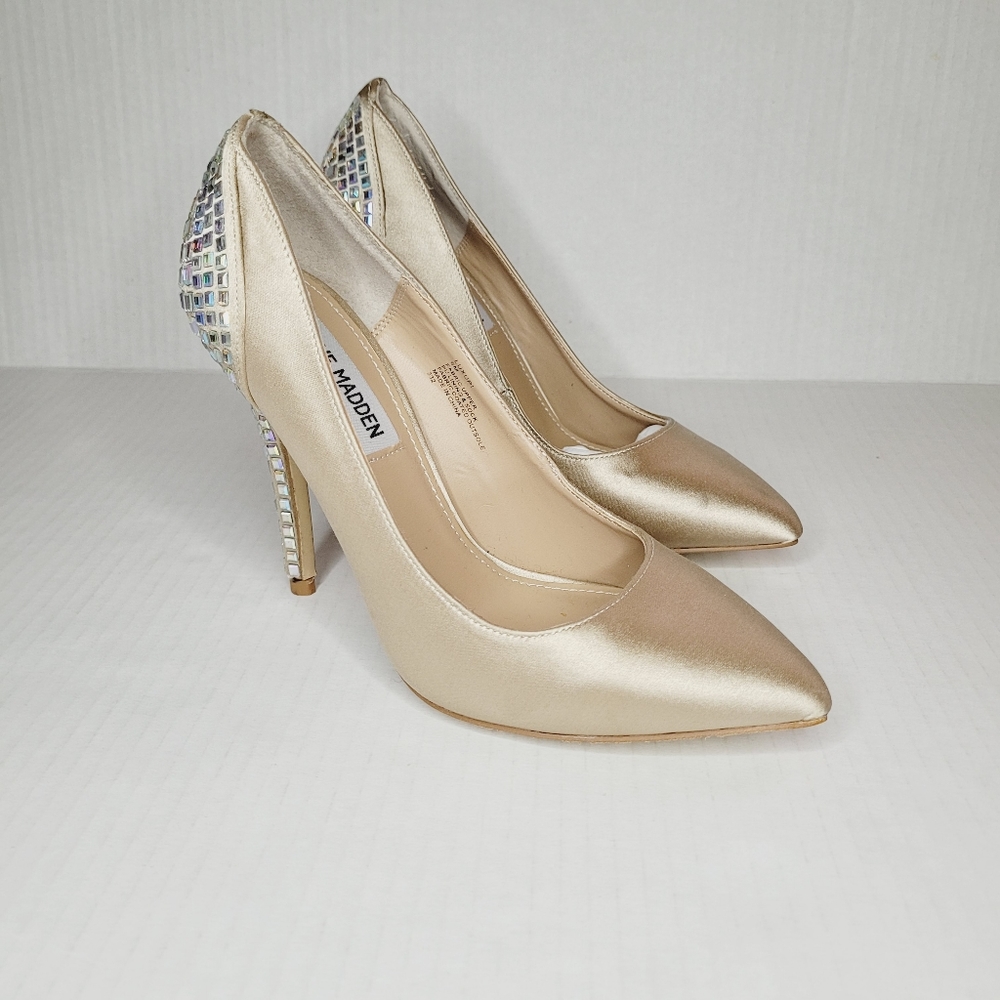 Steve Madden Metallic Gold Heels with Iridescent Accents